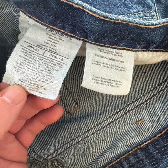 Navy Carhartt straight leg workwear jeans 36 - Picture 4 of 5